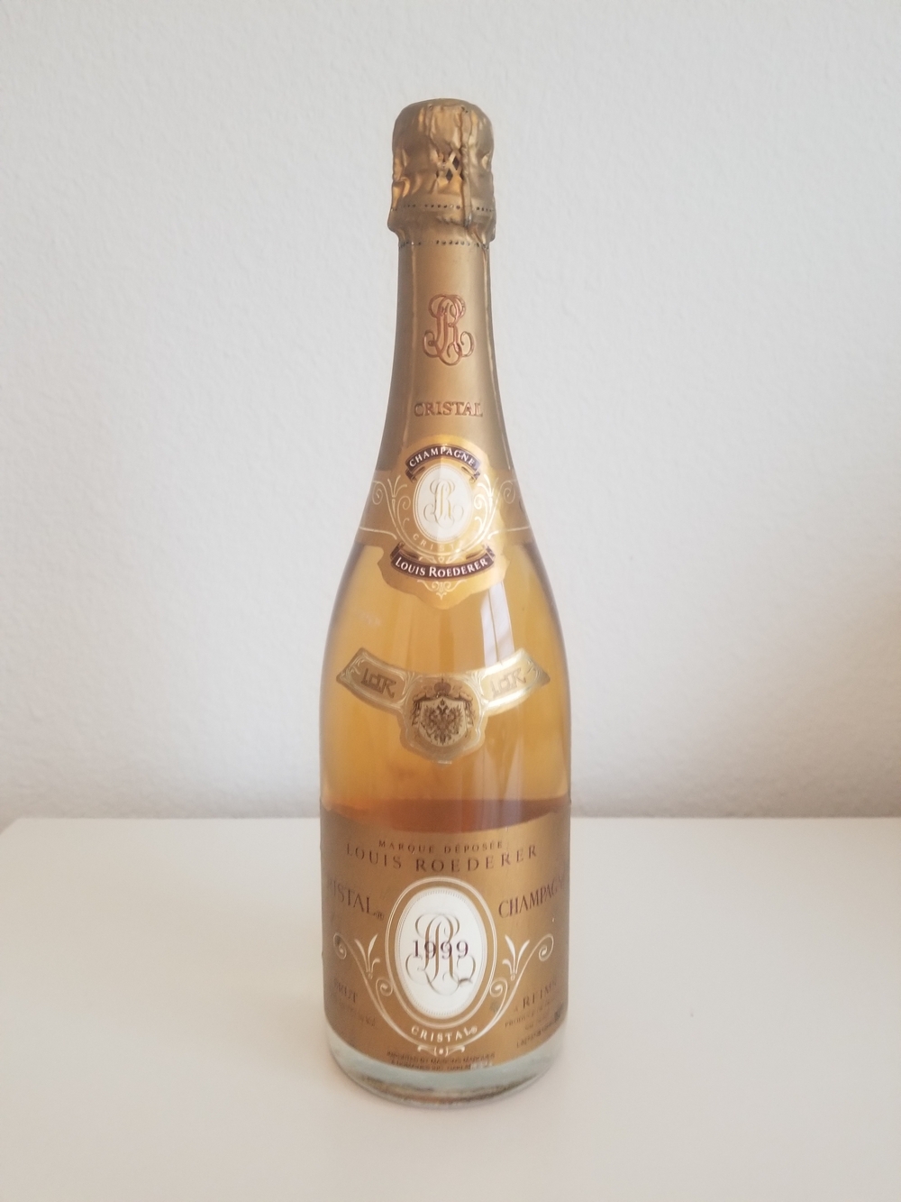 1999 Louis Roederer Cristal Champagne Bottle - Gold